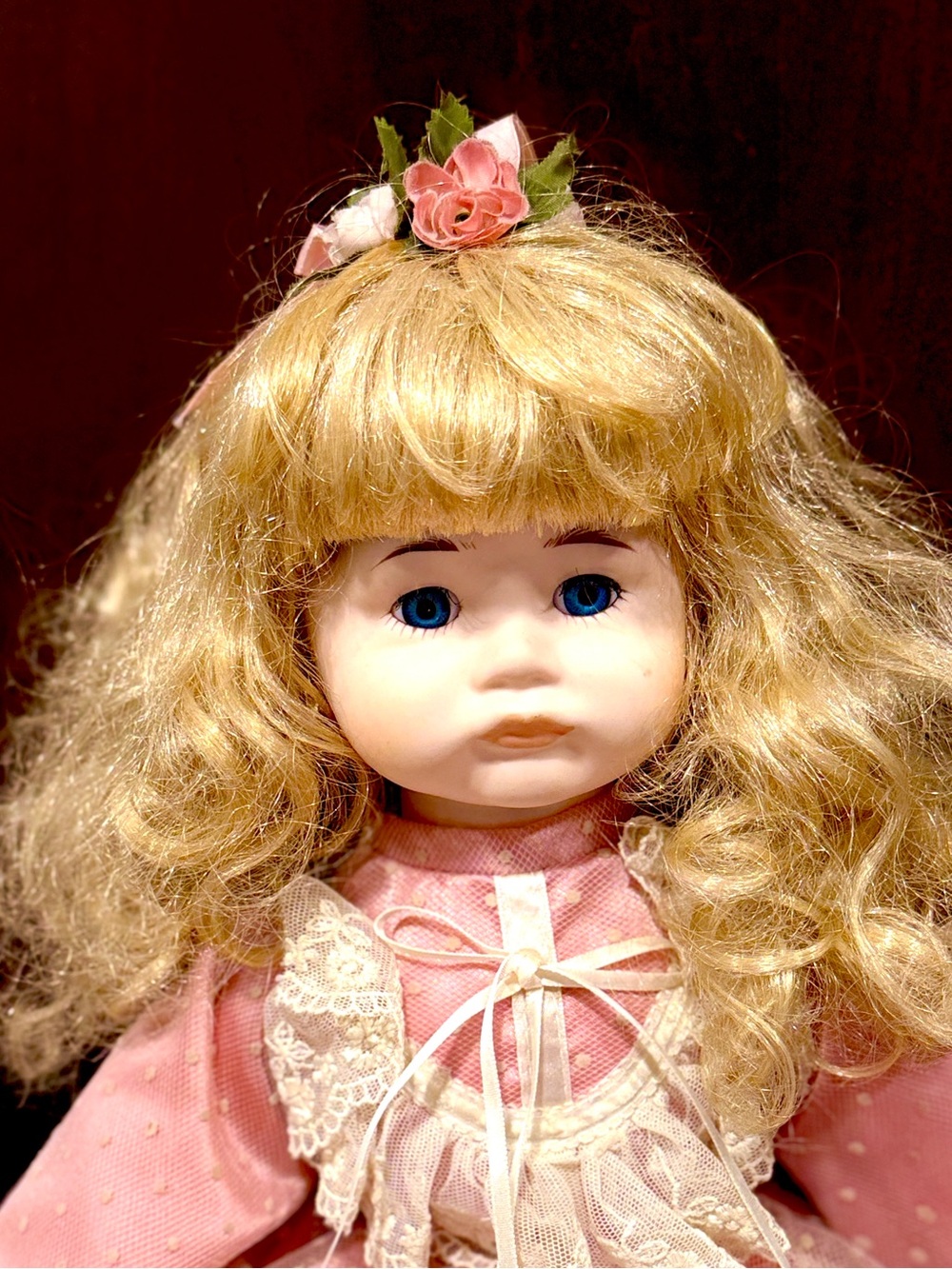 Vtg 1989 Seymour Mann Porcelain Doll Bisque Connoisseur Collection Pink Lace - Picture 2 of 14